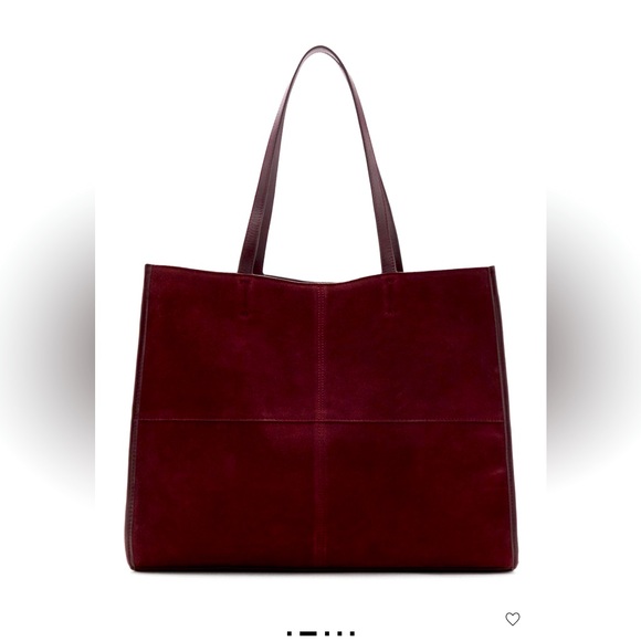 Elegant Mango Burgundy Suede Tote Bag Brand New - Picture 1 of 11